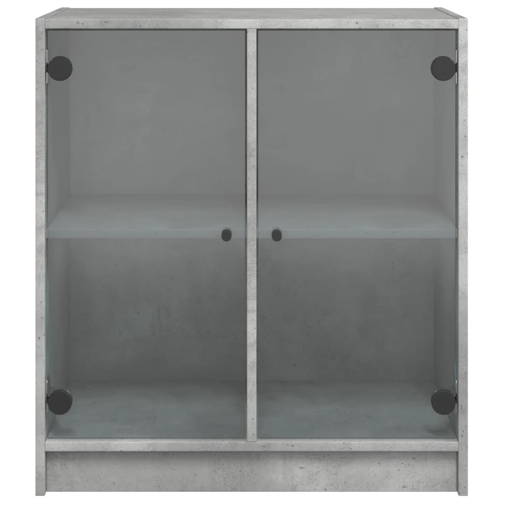 Armoire latérale avec portes en verre gris béton 68x37x75,5 cm Buffets & bahuts vidaXL   