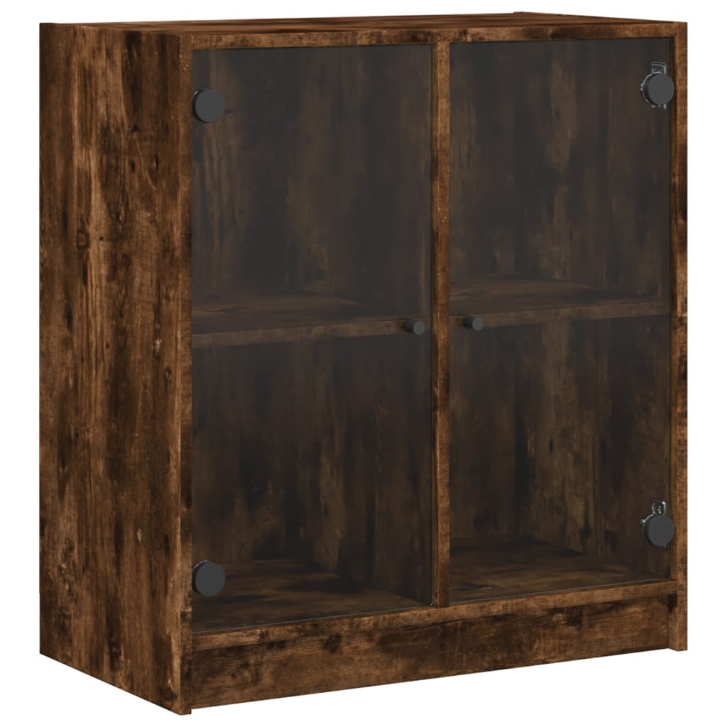 Armoire latérale avec portes en verre chêne fumé 68x37x75,5 cm Buffets & bahuts vidaXL   