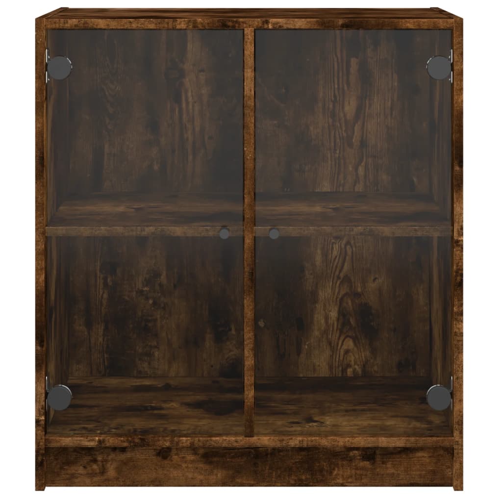 Armoire latérale avec portes en verre chêne fumé 68x37x75,5 cm Buffets & bahuts vidaXL   