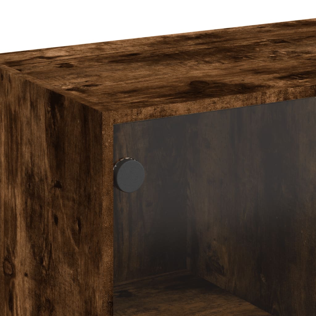 Armoire latérale avec portes en verre chêne fumé 68x37x75,5 cm Buffets & bahuts vidaXL   