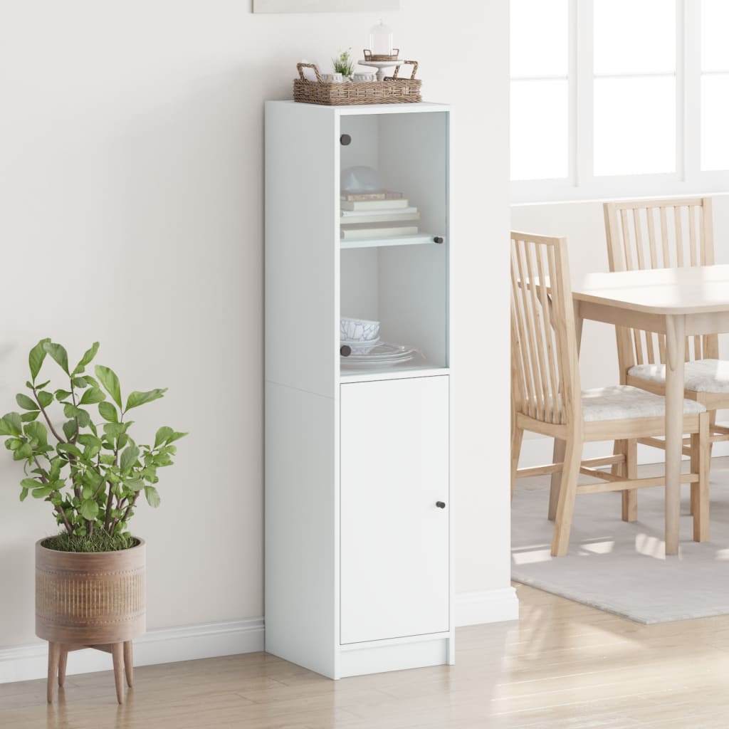 Buffet avec porte en verre blanc 35x37x142 cm Buffets & bahuts vidaXL   