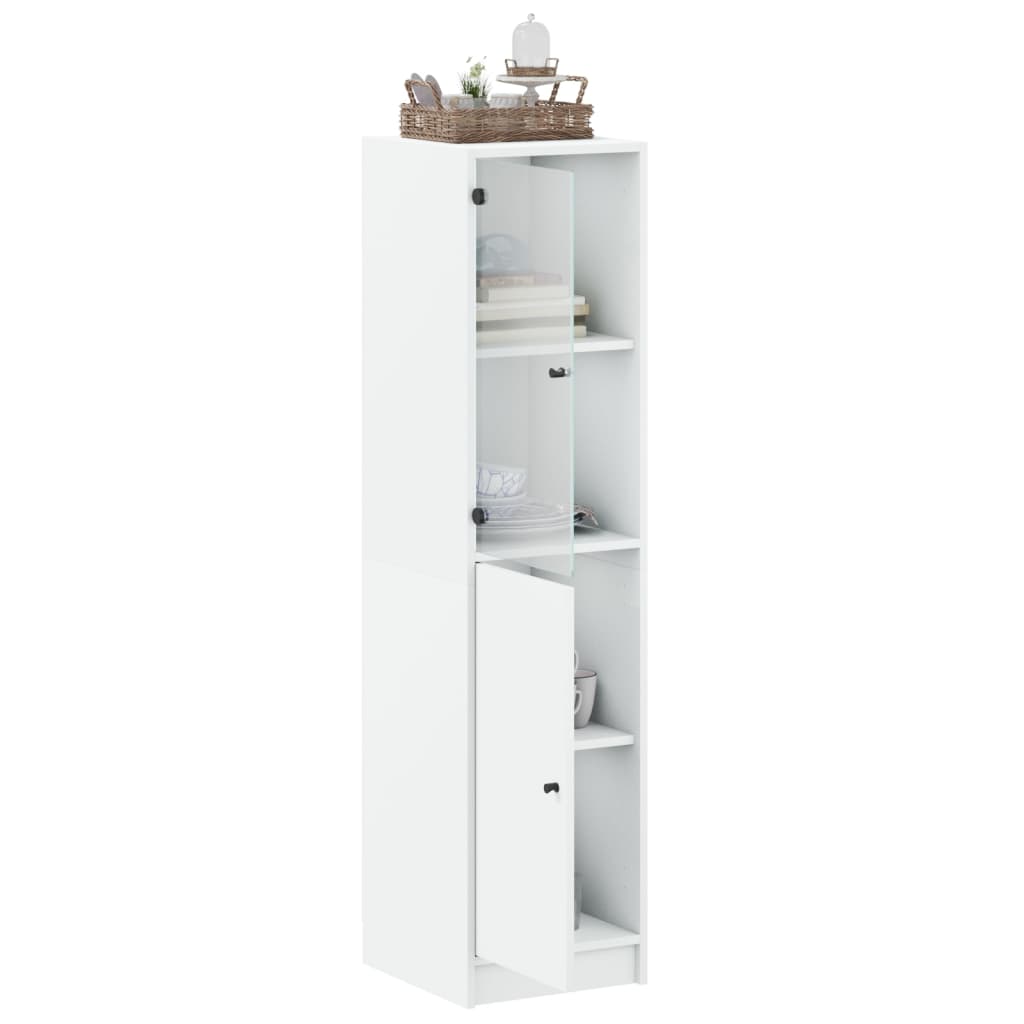 Buffet avec porte en verre blanc 35x37x142 cm Buffets & bahuts vidaXL   