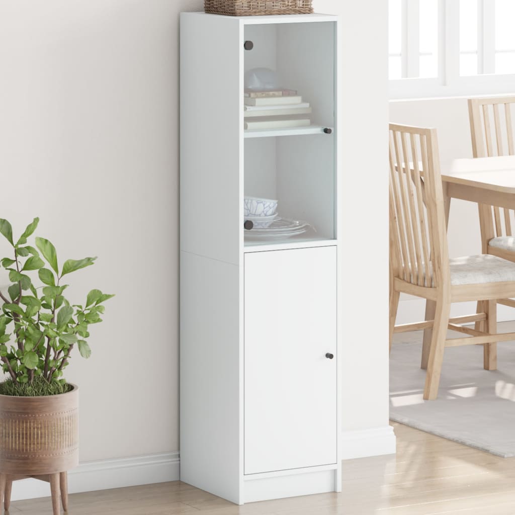 Buffet avec porte en verre blanc 35x37x142 cm Buffets & bahuts vidaXL   