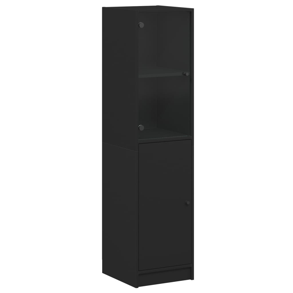 Buffet avec porte en verre noir 35x37x142 cm Buffets & bahuts vidaXL   