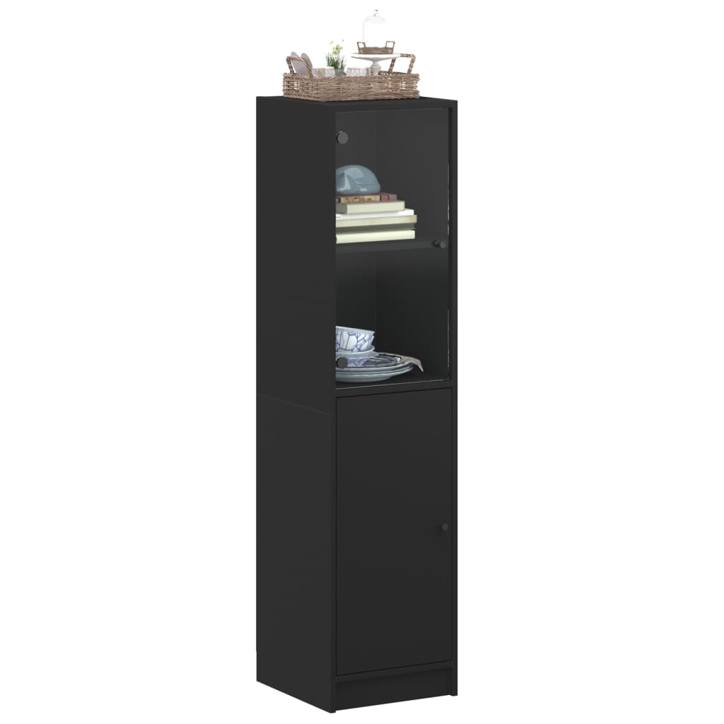 Buffet avec porte en verre noir 35x37x142 cm Buffets & bahuts vidaXL   