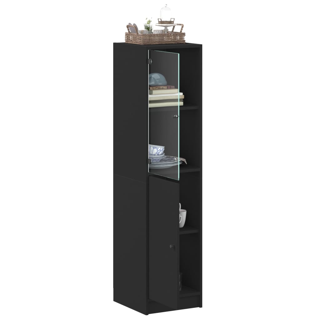 Buffet avec porte en verre noir 35x37x142 cm Buffets & bahuts vidaXL   