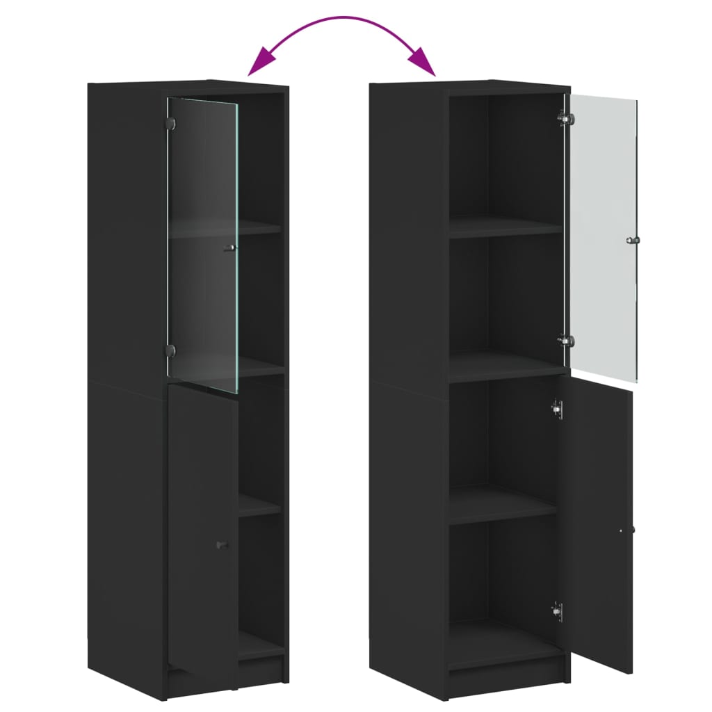 Buffet avec porte en verre noir 35x37x142 cm Buffets & bahuts vidaXL   