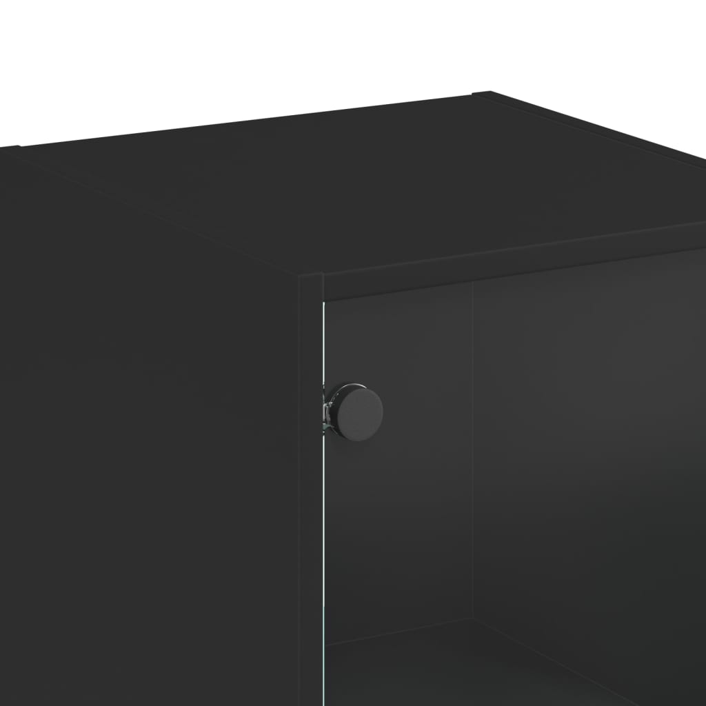 Buffet avec porte en verre noir 35x37x142 cm Buffets & bahuts vidaXL   