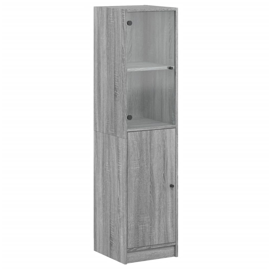 Buffet avec porte en verre sonoma gris 35x37x142 cm Buffets & bahuts vidaXL   