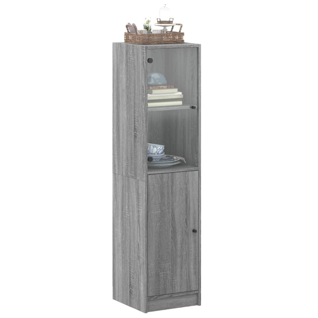 Buffet avec porte en verre sonoma gris 35x37x142 cm Buffets & bahuts vidaXL   