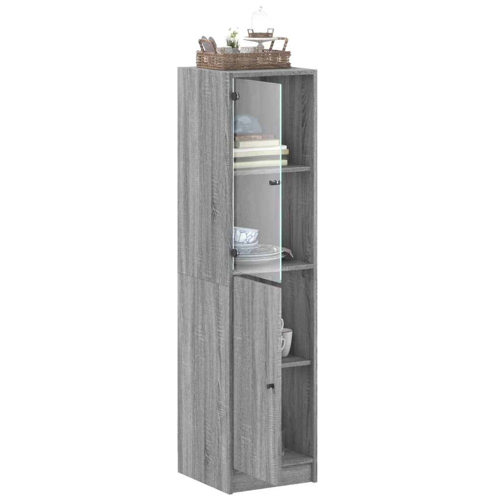 Buffet avec porte en verre sonoma gris 35x37x142 cm Buffets & bahuts vidaXL   