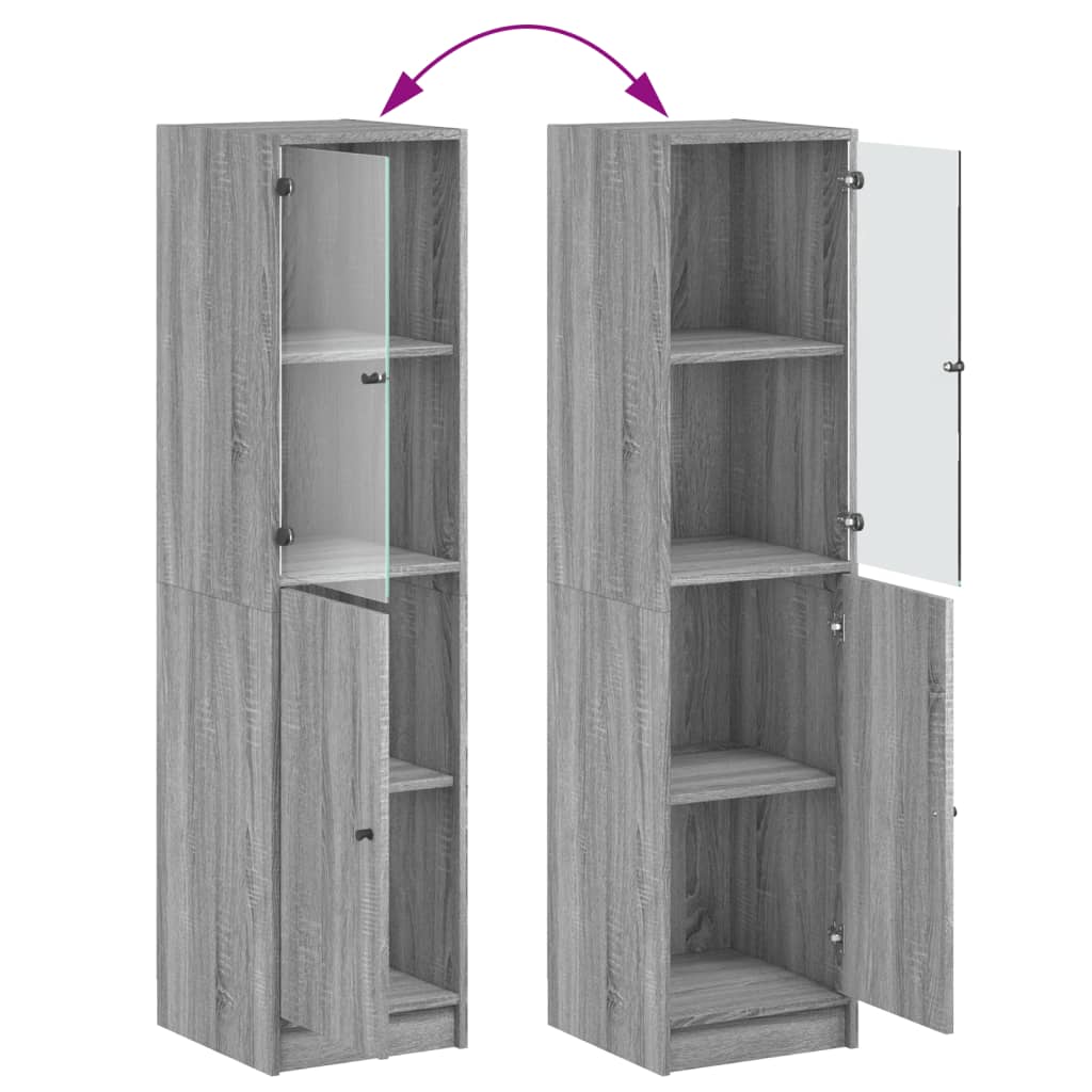 Buffet avec porte en verre sonoma gris 35x37x142 cm Buffets & bahuts vidaXL   