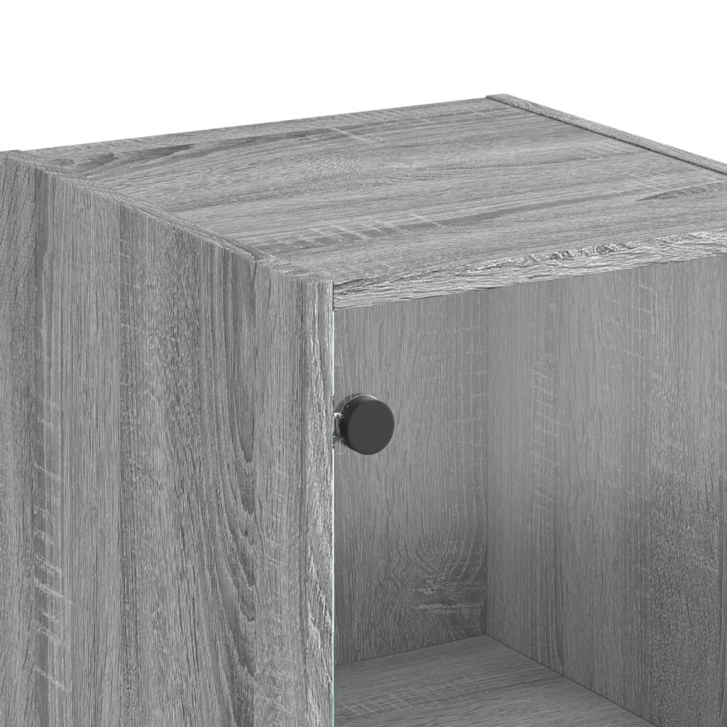 Buffet avec porte en verre sonoma gris 35x37x142 cm Buffets & bahuts vidaXL   