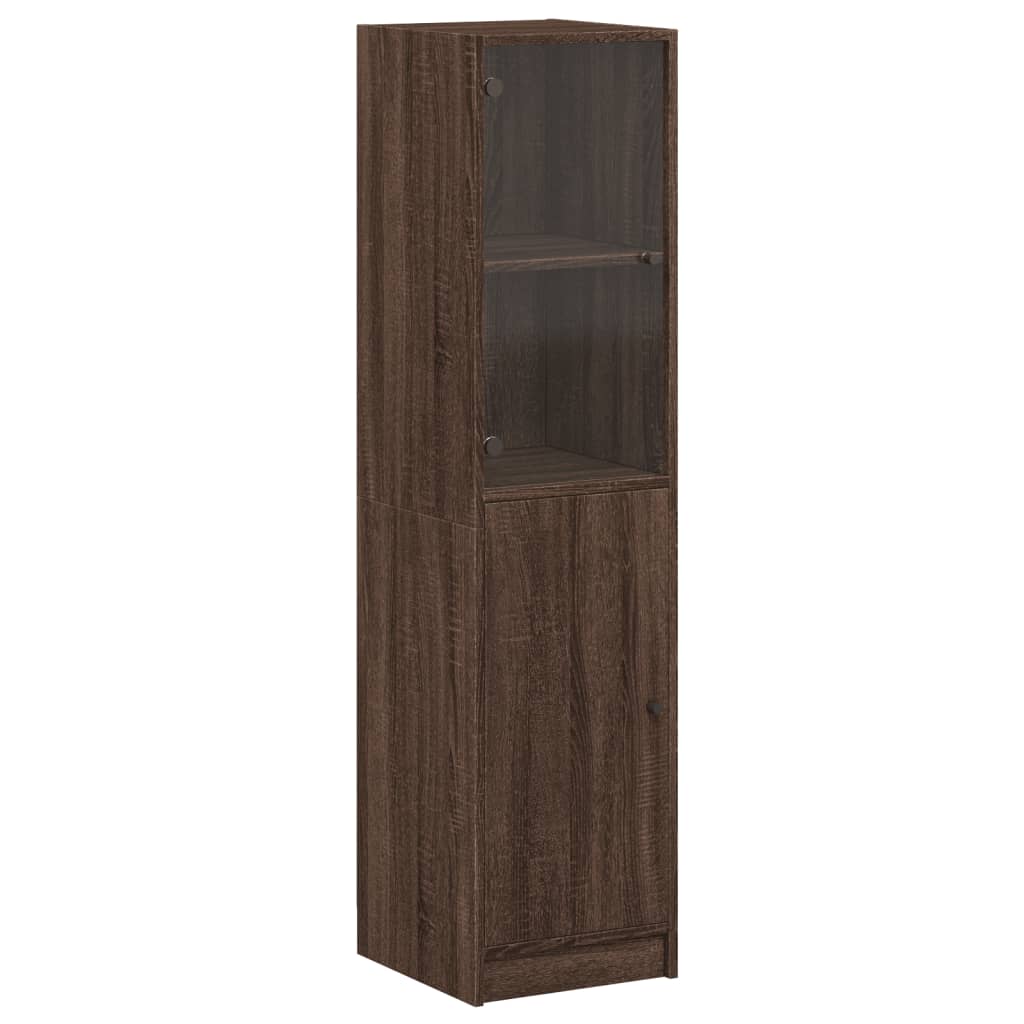 Buffet avec porte en verre chêne marron 35x37x142 cm Buffets & bahuts vidaXL   