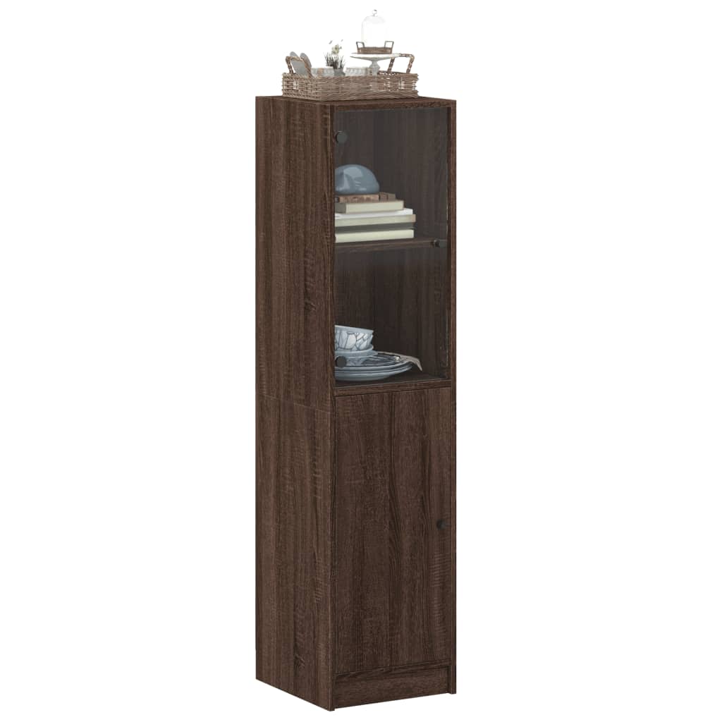 Buffet avec porte en verre chêne marron 35x37x142 cm Buffets & bahuts vidaXL   