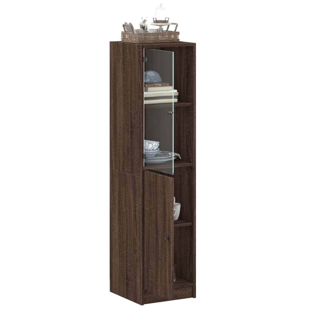Buffet avec porte en verre chêne marron 35x37x142 cm Buffets & bahuts vidaXL   