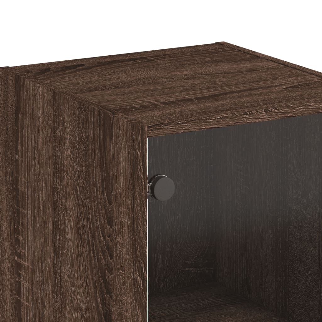 Buffet avec porte en verre chêne marron 35x37x142 cm Buffets & bahuts vidaXL   