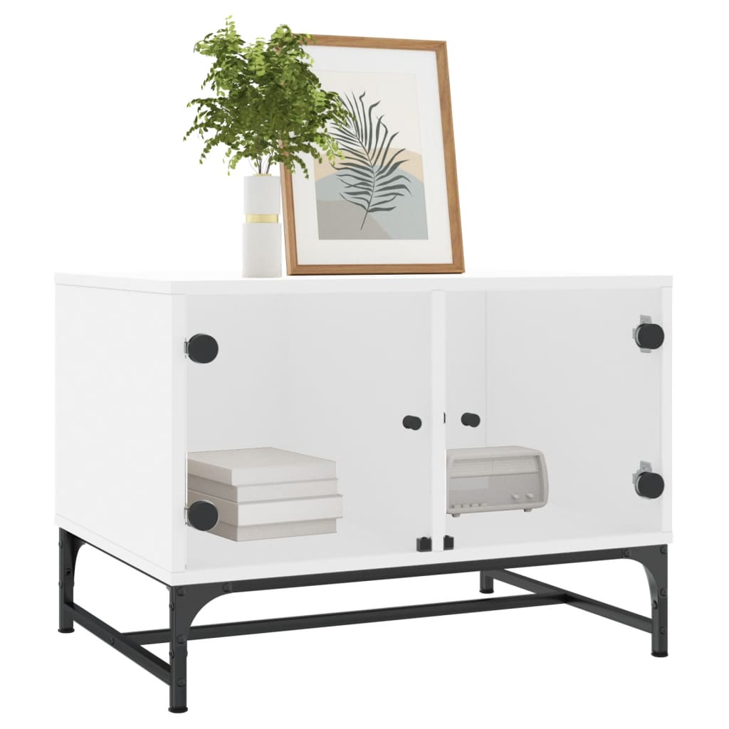 Table basse avec portes en verre blanc 68,5x50x50 cm Tables basses vidaXL   