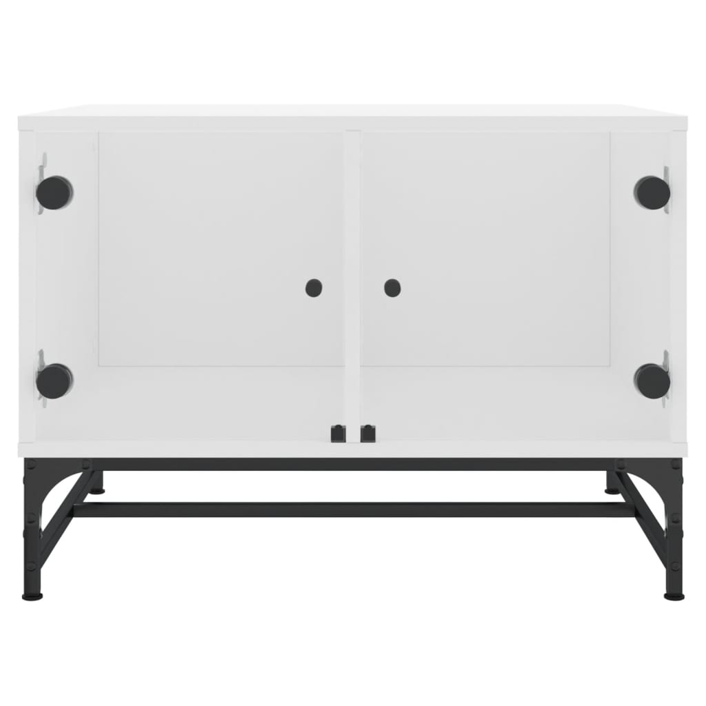 Table basse avec portes en verre blanc 68,5x50x50 cm Tables basses vidaXL   