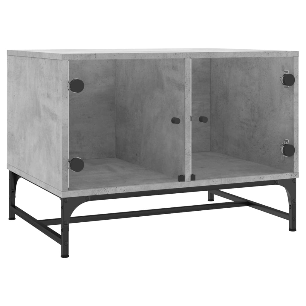 Table basse avec portes en verre gris béton 68,5x50x50 cm Tables basses vidaXL   