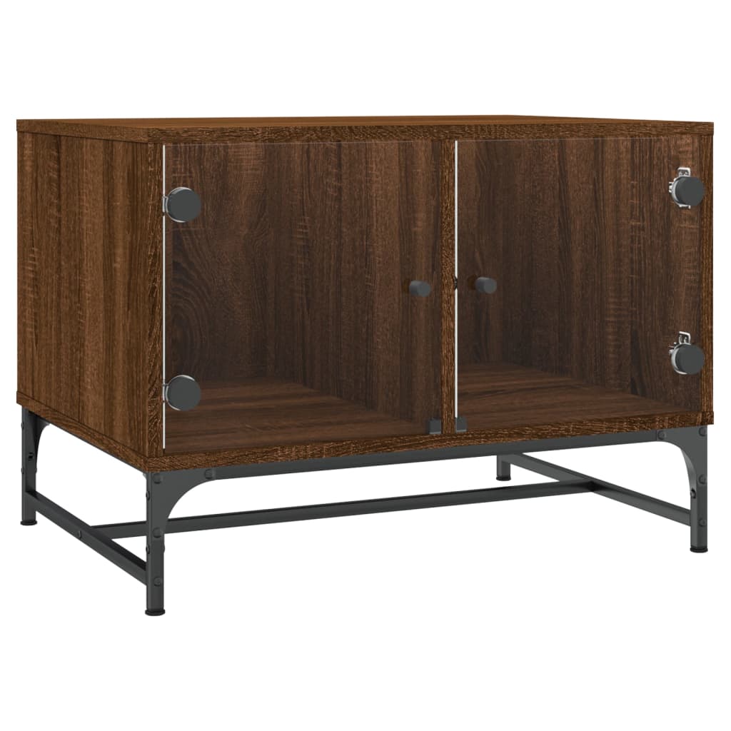 Table basse avec portes en verre chêne marron 68,5x50x50 cm Tables basses vidaXL   