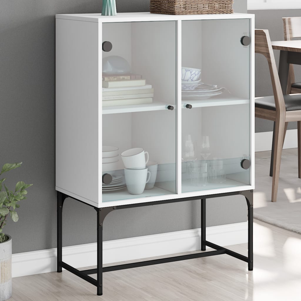 Armoire latérale avec portes en verre blanc 69x37x100 cm Buffets & bahuts vidaXL   