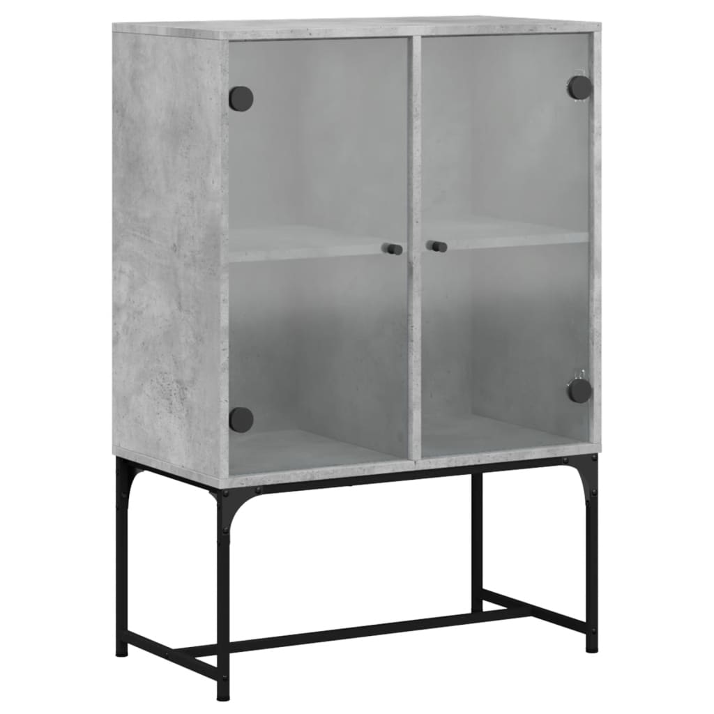 Armoire latérale avec portes en verre gris béton 69x37x100 cm Buffets & bahuts vidaXL   
