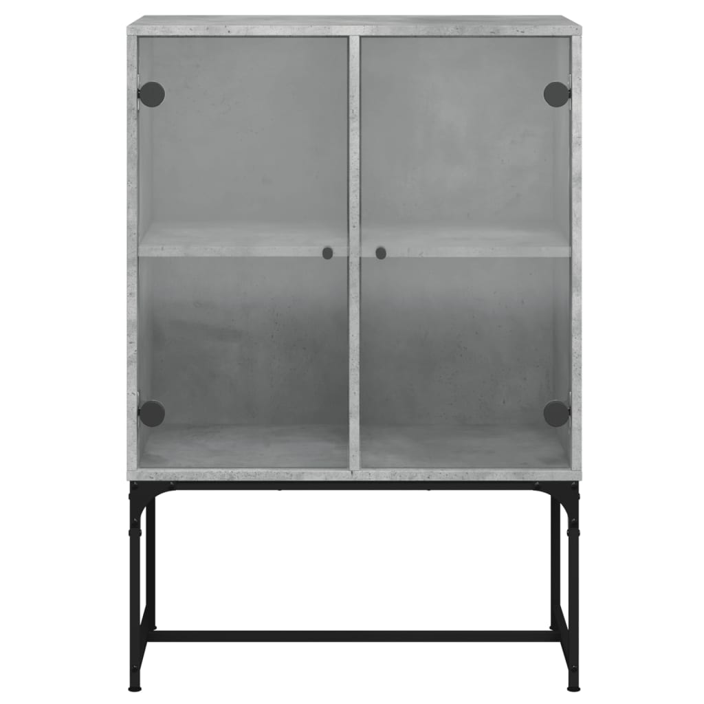Armoire latérale avec portes en verre gris béton 69x37x100 cm Buffets & bahuts vidaXL   