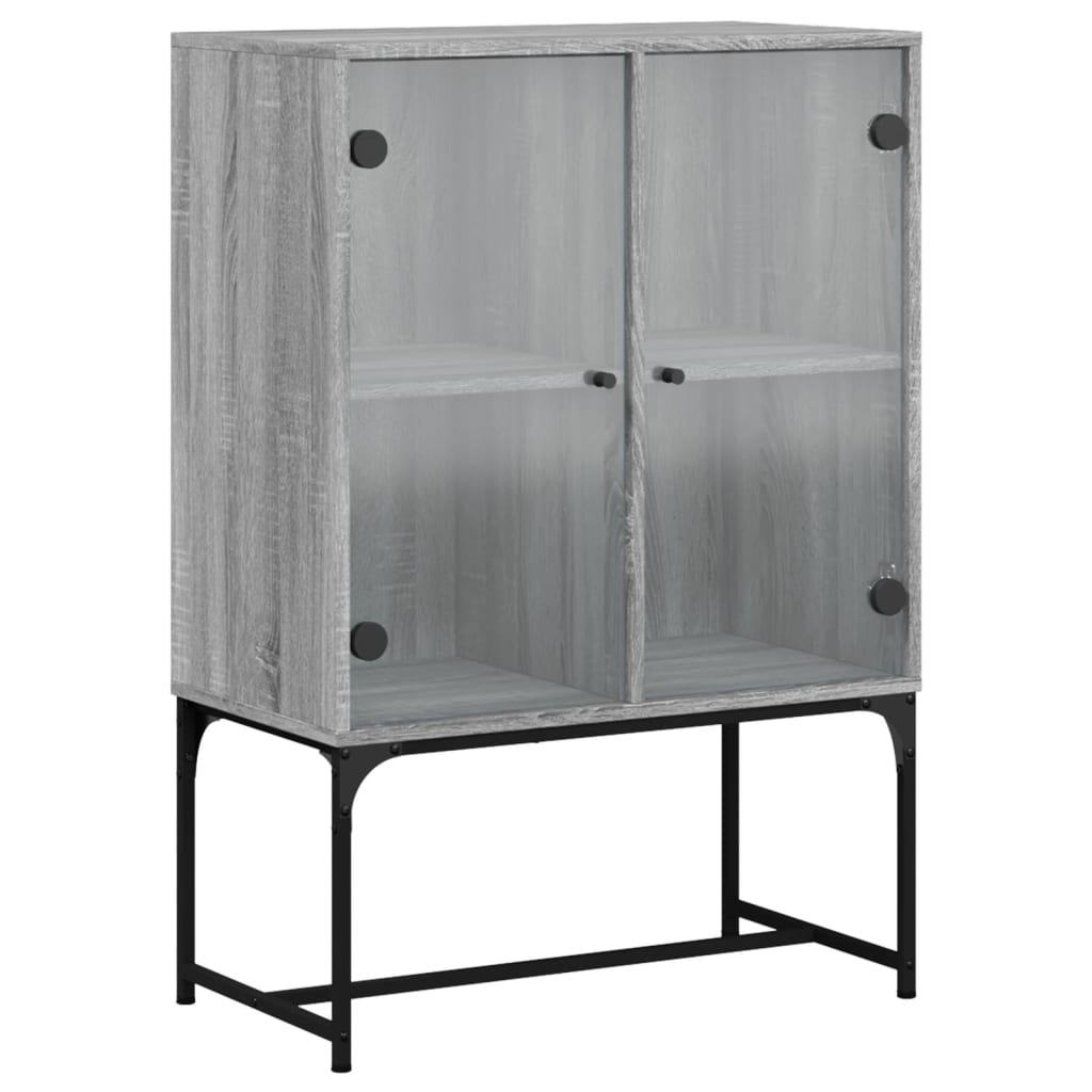 Armoire latérale avec portes en verre sonoma gris 69x37x100 cm Buffets & bahuts vidaXL   