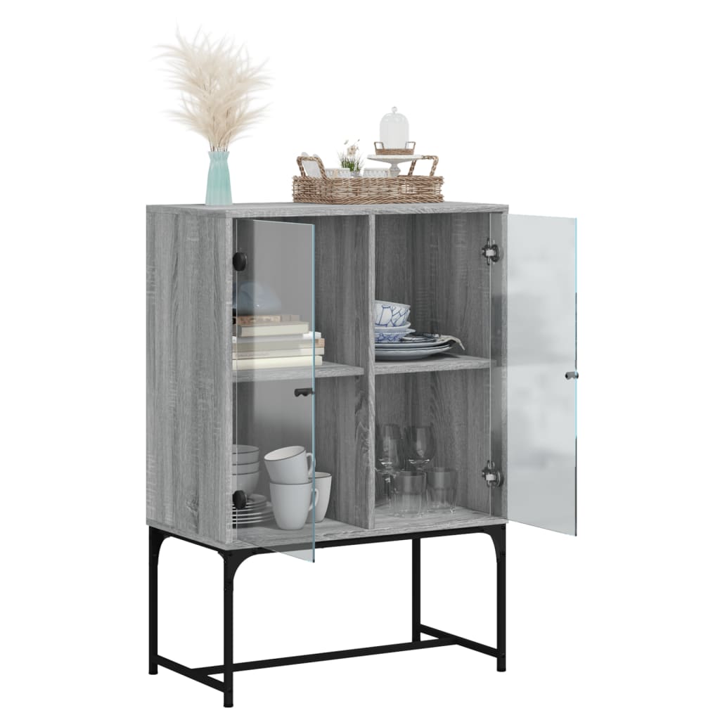 Armoire latérale avec portes en verre sonoma gris 69x37x100 cm Buffets & bahuts vidaXL   