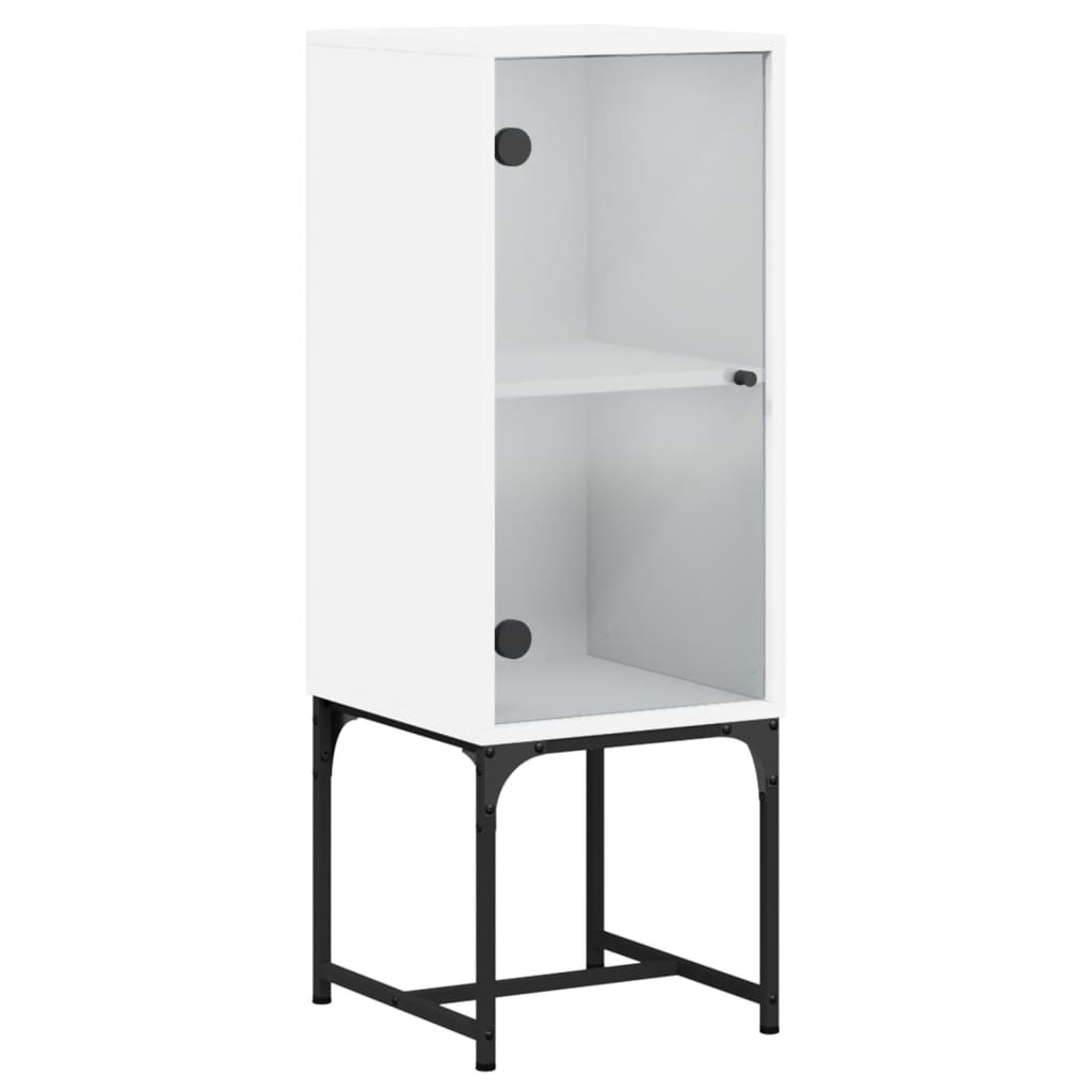 Armoire latérale avec porte en verre blanc 35x37x100 cm Buffets & bahuts vidaXL   