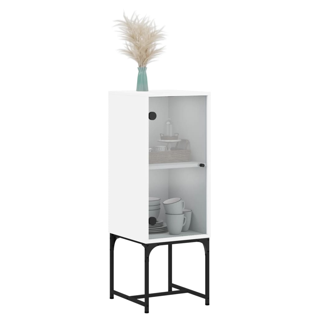 Armoire latérale avec porte en verre blanc 35x37x100 cm Buffets & bahuts vidaXL   