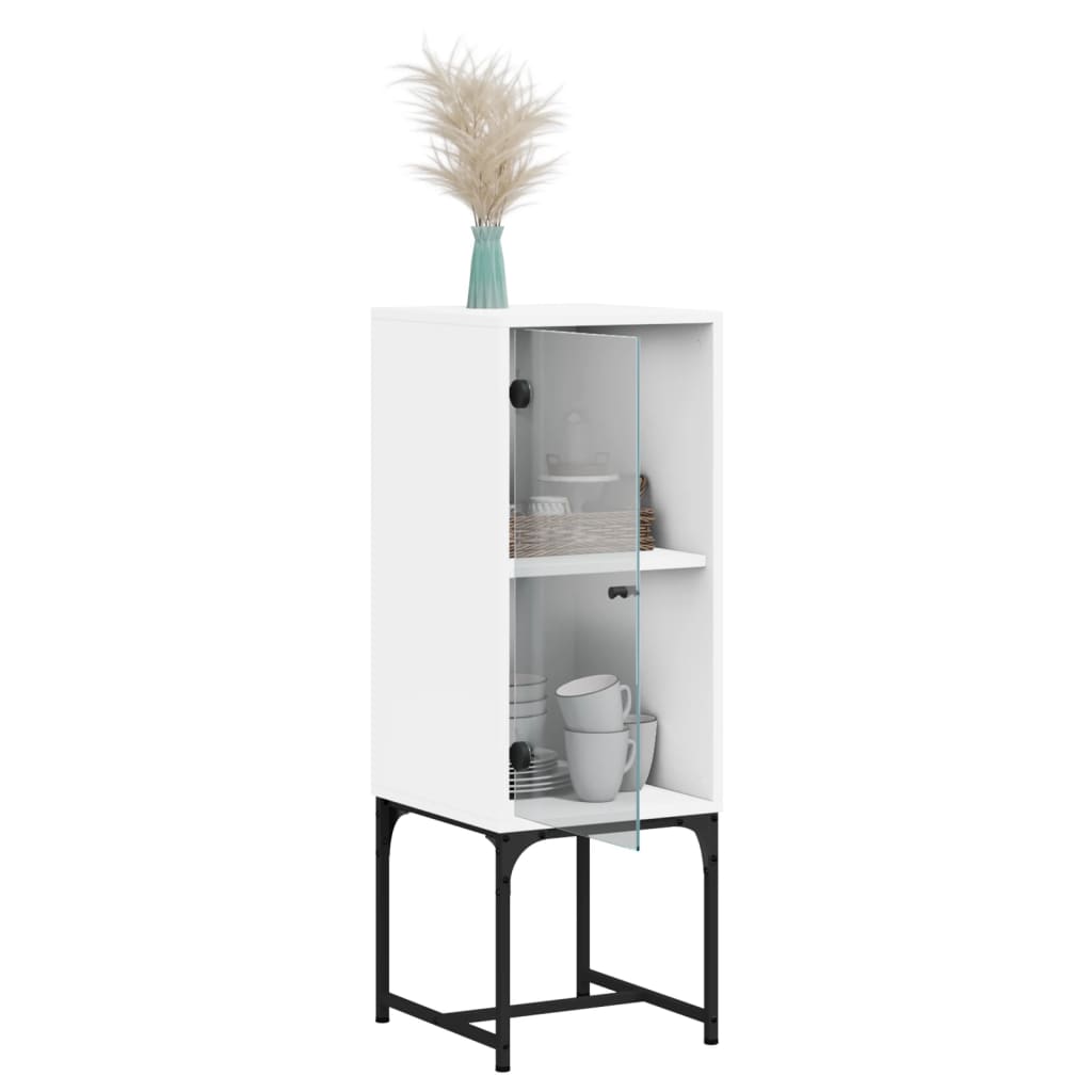 Armoire latérale avec porte en verre blanc 35x37x100 cm Buffets & bahuts vidaXL   