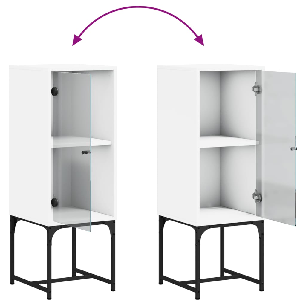 Armoire latérale avec porte en verre blanc 35x37x100 cm Buffets & bahuts vidaXL   