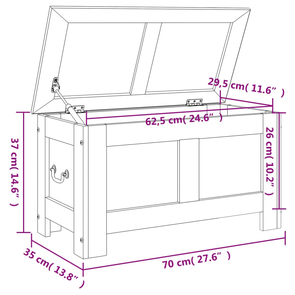 Coffre de rangement avec couvercle marron bois massif d'acacia Coffres de rangement vidaXL   