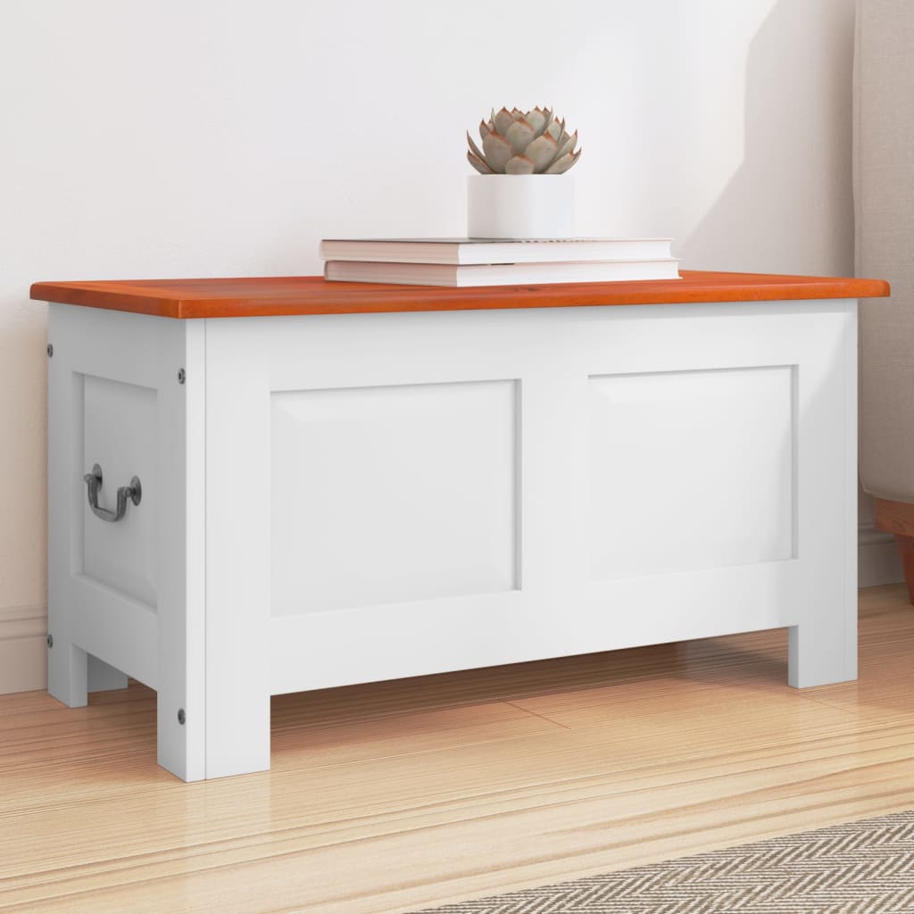 Coffre de rangement et couvercle marron et blanc bois d'acacia Coffres de rangement vidaXL   
