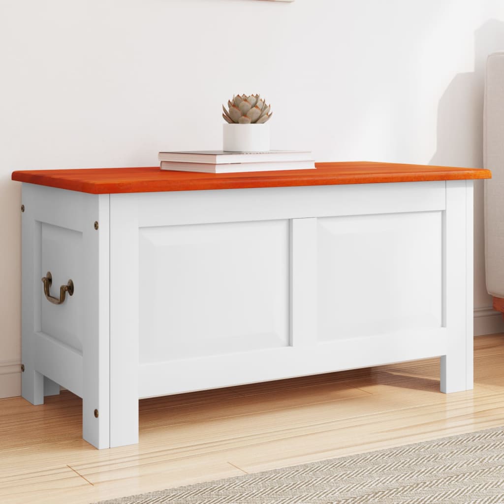 Coffre de rangement et couvercle marron et blanc bois d'acacia Coffres de rangement vidaXL   