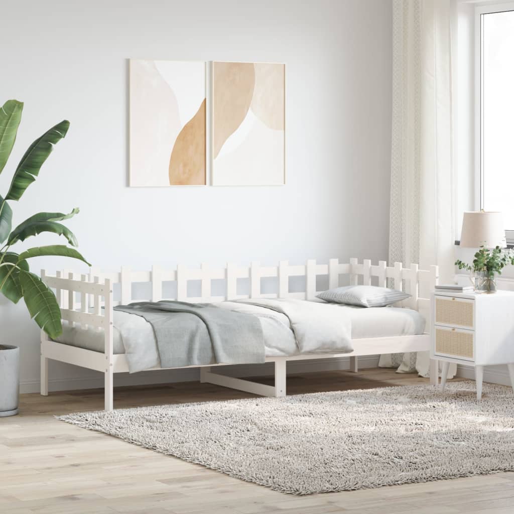 Lit de jour Blanc 80x200 cm Bois de pin massif Lits & cadres de lit vidaXL   