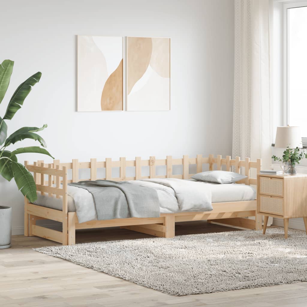 Lit coulissant 2x(80x200) cm Bois de pin massif Lits & cadres de lit vidaXL   