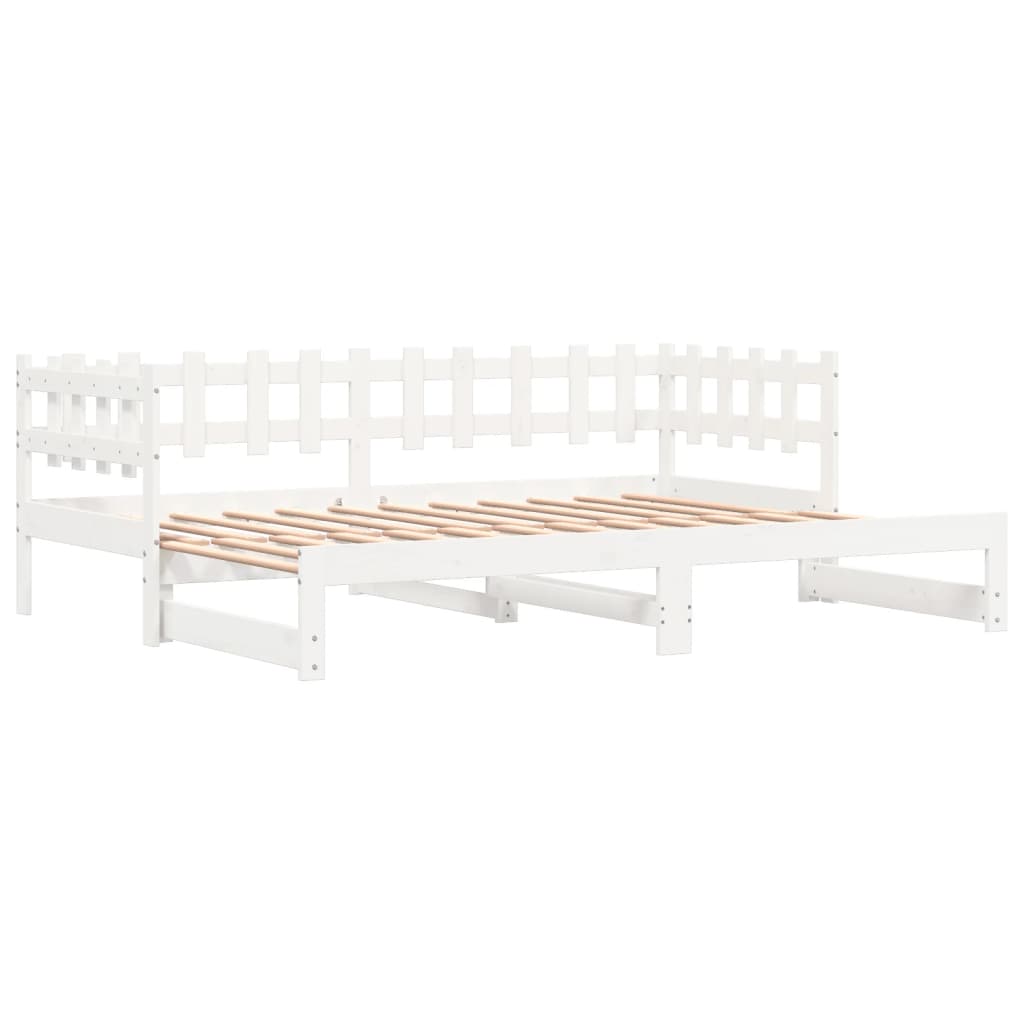 Lit coulissant Blanc 2x(80x200) cm Bois de pin massif Lits & cadres de lit vidaXL   