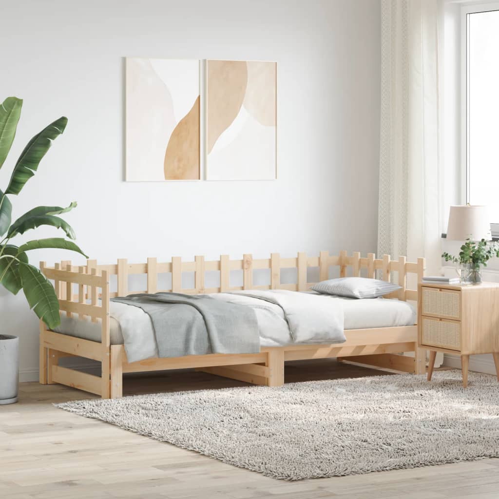 Lit coulissant 2x(90x190) cm Bois de pin massif Lits & cadres de lit vidaXL   