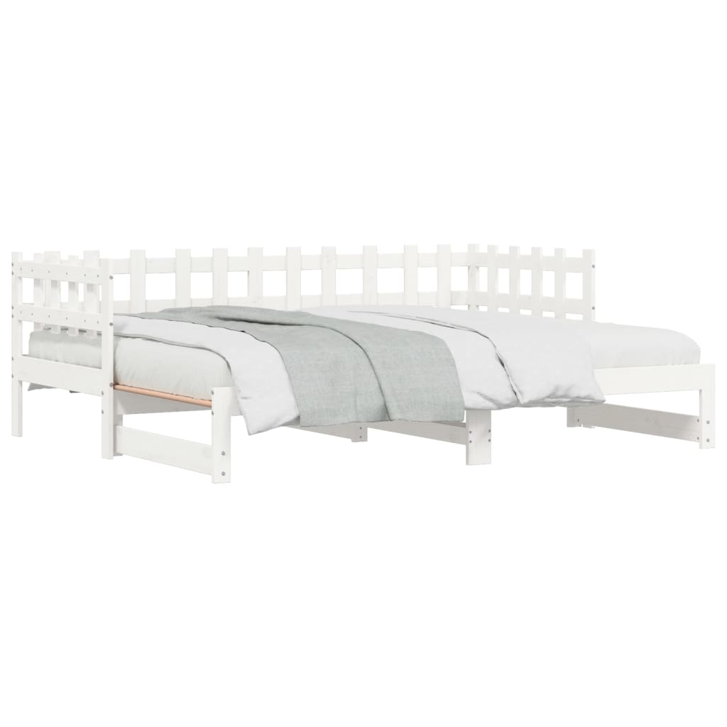 Lit coulissant Blanc 2x(90x190) cm Bois de pin massif Lits & cadres de lit vidaXL   