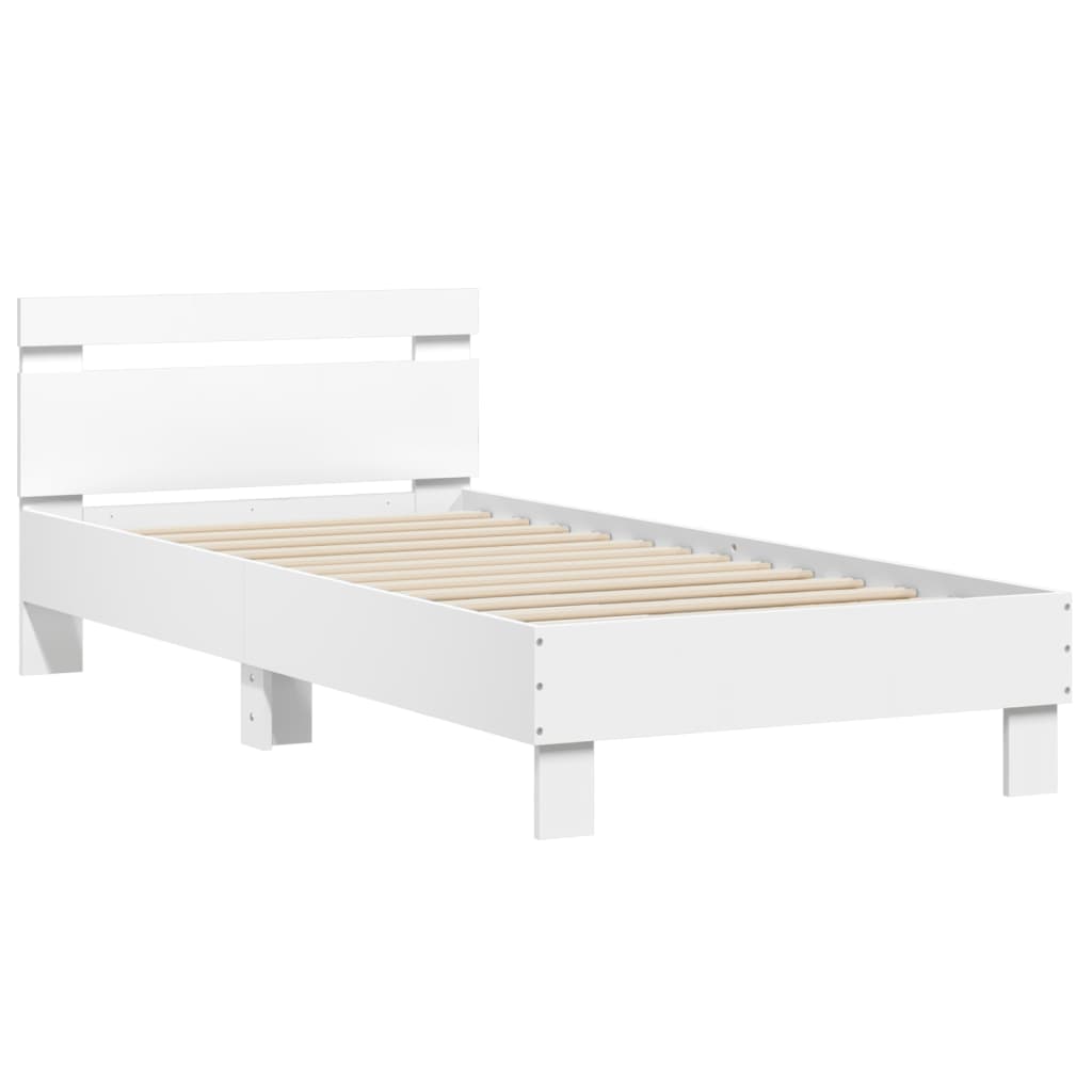 Cadre de lit avec tête de lit blanc 75x190 cm bois d'ingénierie Lits & cadres de lit vidaXL   