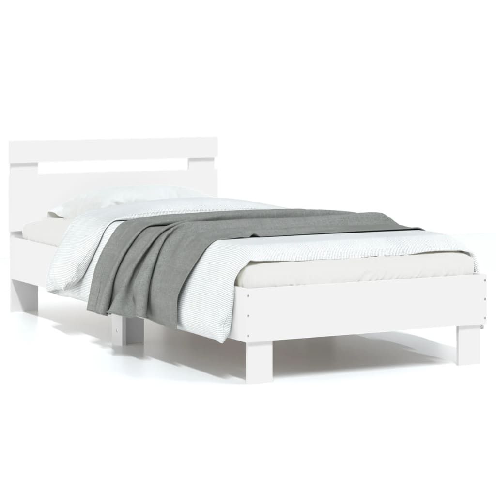 Cadre de lit avec tête de lit blanc 75x190 cm bois d'ingénierie Lits & cadres de lit vidaXL   