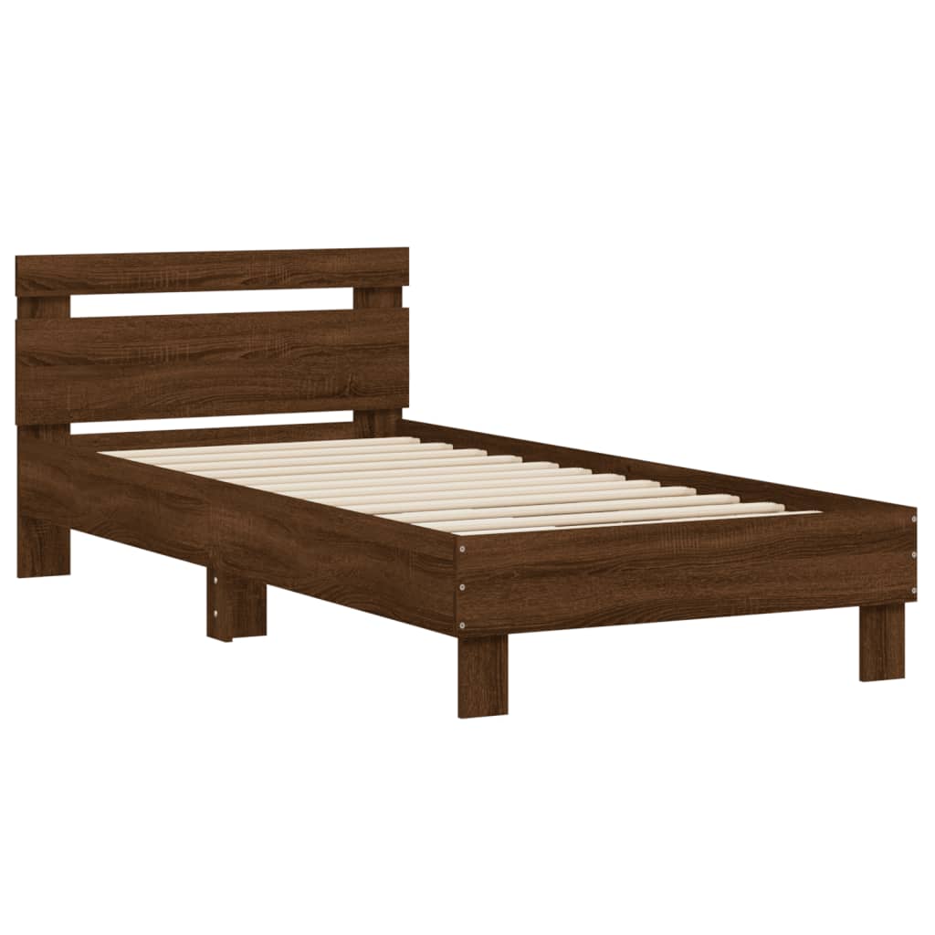 Cadre de lit avec tête de lit chêne marron 75x190 cm Lits & cadres de lit vidaXL   
