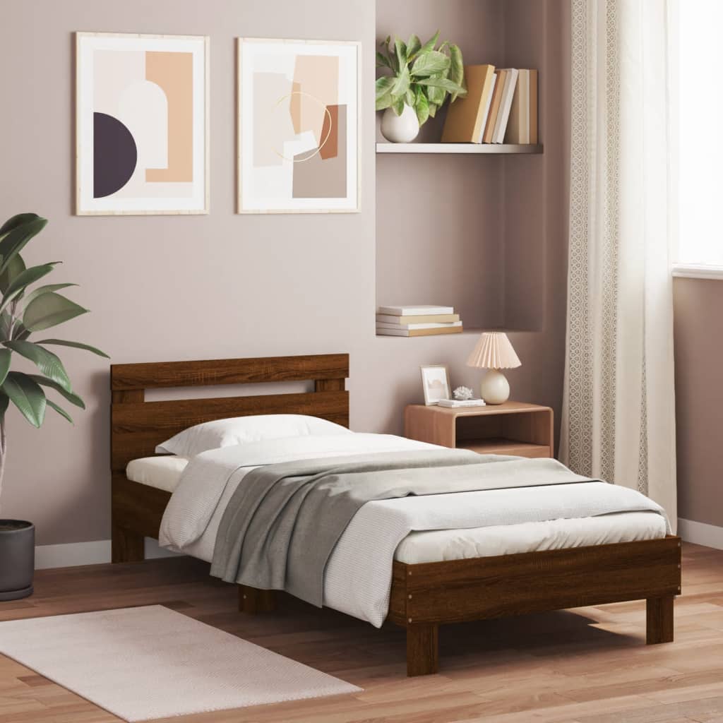 Cadre de lit avec tête de lit chêne marron 75x190 cm Lits & cadres de lit vidaXL   