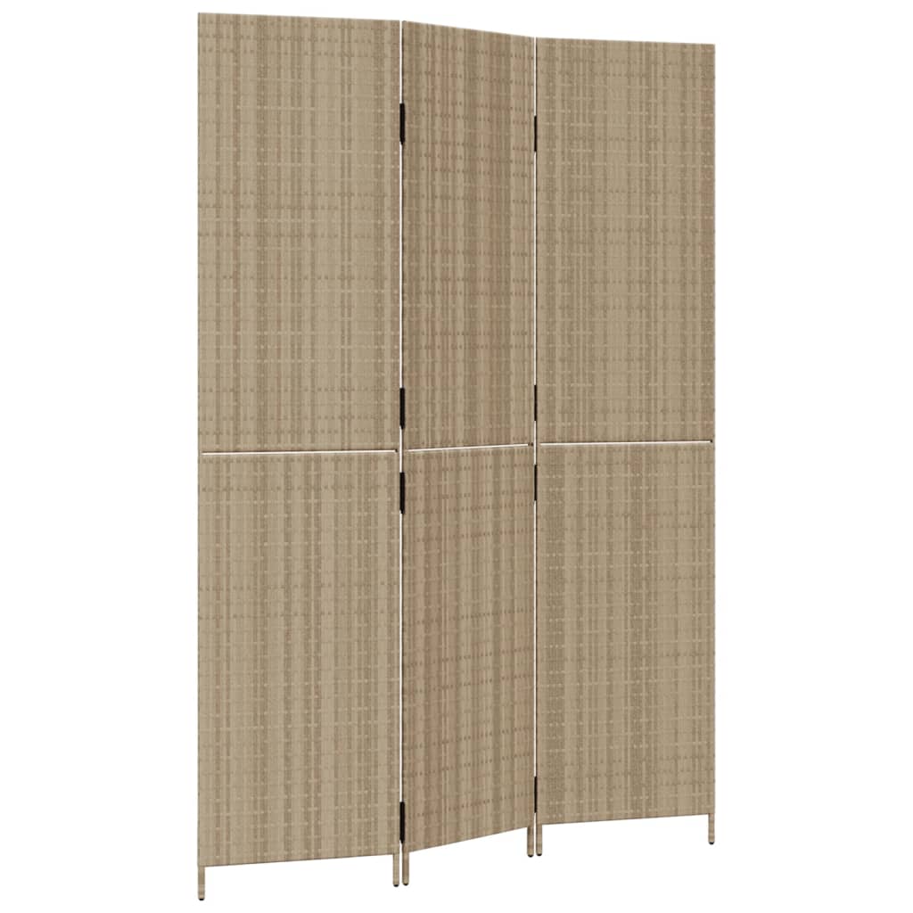 Cloison de séparation 3 panneaux beige résine tressée Séparateurs de pièces vidaXL   