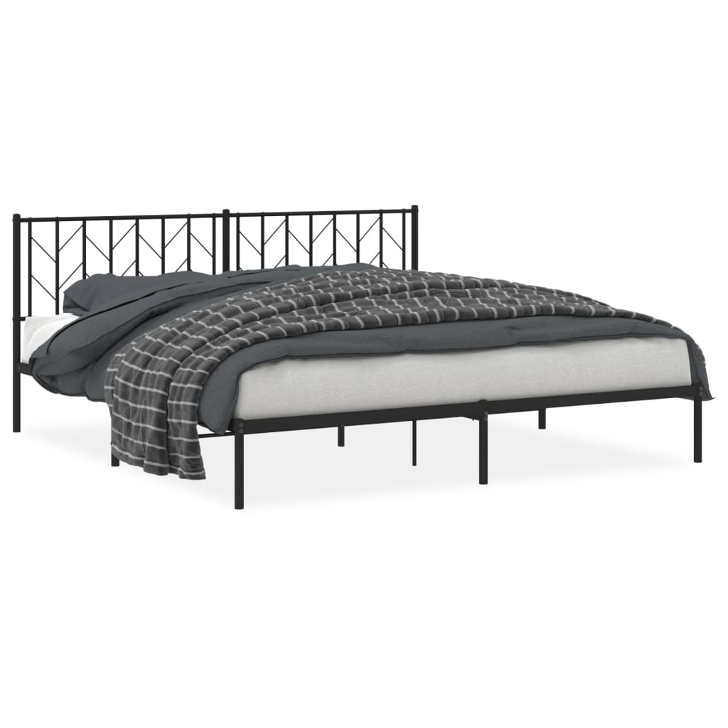 Cadre de lit métal avec tête de lit noir 193x203 cm Lits & cadres de lit vidaXL   