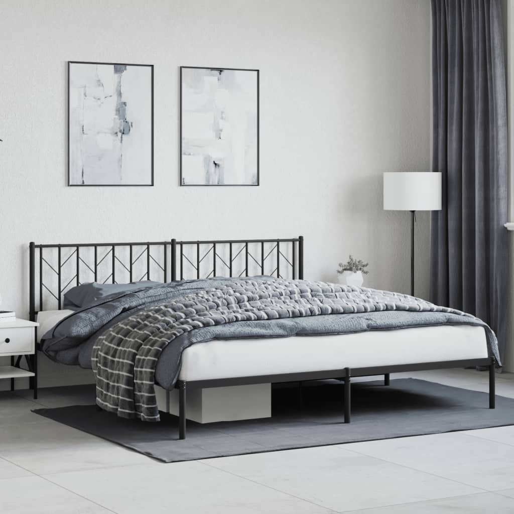 Cadre de lit métal avec tête de lit noir 193x203 cm Lits & cadres de lit vidaXL   