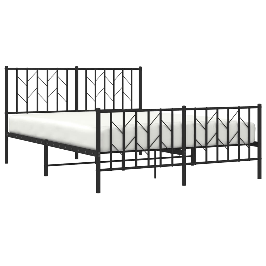 Cadre de lit métal avec tête de lit/pied de lit noir 140x190 cm Lits & cadres de lit vidaXL   